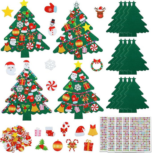 Tatuo 12 Pcs Felt Christmas Tree Wreath Decorating Craft Christmas DIY Ornaments Making Kit with 221 Self Adhesive Felt St...