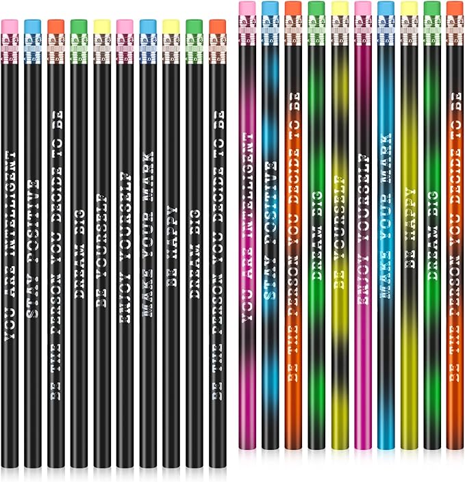 Gersoniel 60 Pcs Personalized Pencils with Name Motivational Fun Pencils Color Inspirational for Student Color Changing Mo...