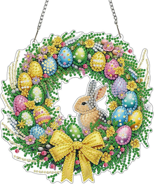ZeeLionArt Hanging Diamonds Art kit for Adult,Easter Wreaths Pendant Diamonds Painting Art Kit,7.1x7.1inch Acrylic Diamond...