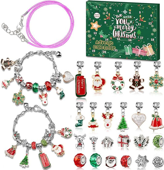 Advent Calendar 2025 Girls, Jewelry Making Kit Charm Bracelet Advent Calendar for Kids Countdown to Christmas, DIY Christm...