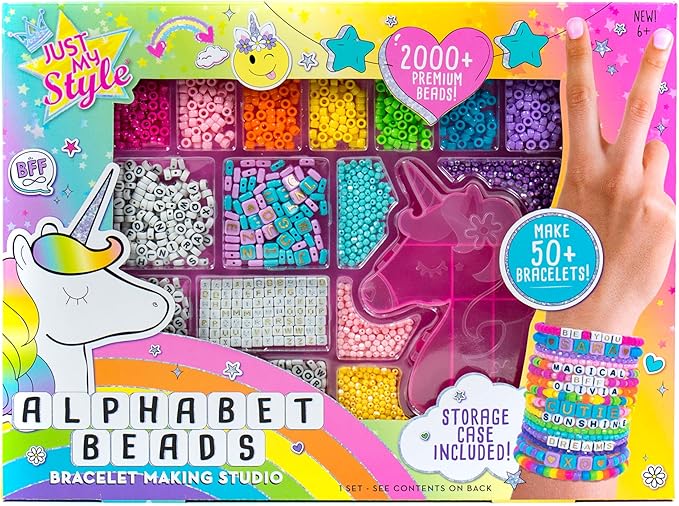 Just My Style DIY Bracelet Making Kit with 2000+ Beads, Storage Case & Instructions