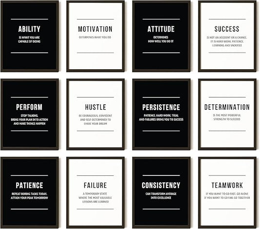 97 DECOR Success Motivational Wall Art for Office Decor - Black and White Inspirational Wall Decor, Entrepreneur Inspirati...