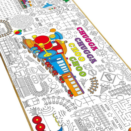 Train Giant Coloring Poster Train Large Versatile Activity Drawing Paper Coloring Tablecloth DIY Trains Theme Game Poster ...