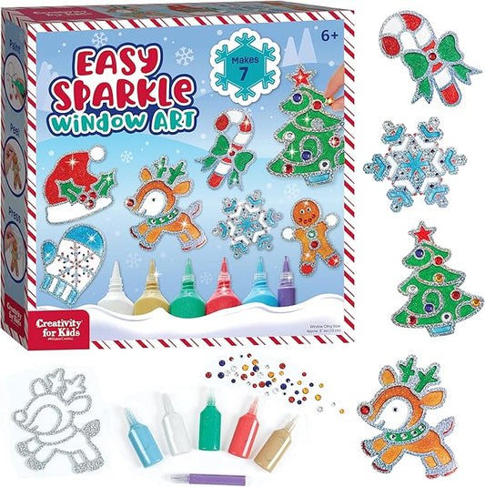 Creativity for Kids Holiday Easy Sparkle Window Art Craft Kit: Create 7 Window Art Designs, Holiday Crafts, Christmas Craf...