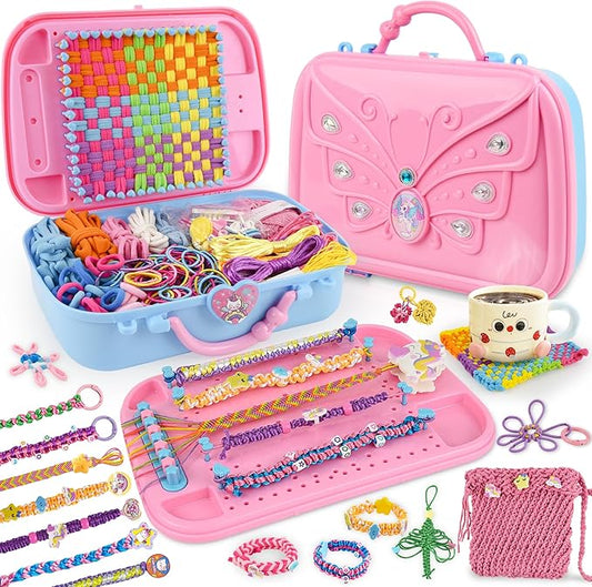 6-in-1 Friendship Bracelet Making Kit,Weaving Loom Kit Toys, 500+ Pcs Craft Kits For Kids,A multi-functional Weaving loom ...